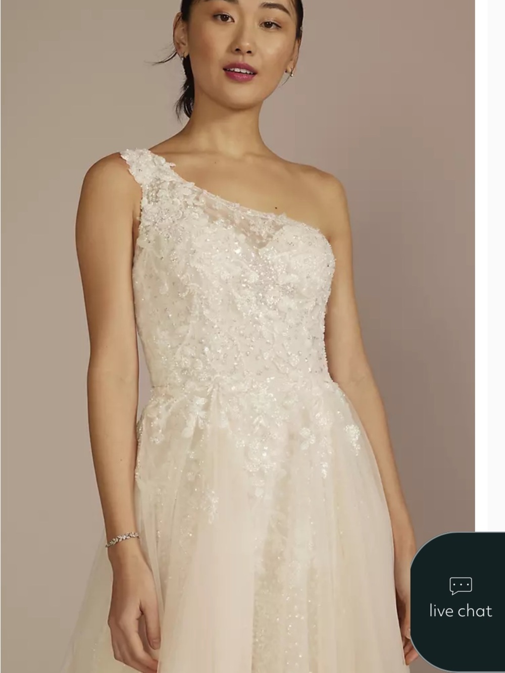 One-Shoulder Ivory Floral Embellished Women’s Dress